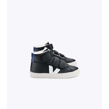 Kids' Veja ESPLAR MID FURED LEATHER High Tops Black | SG 692VRW